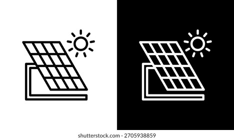 Panel solar de diseño de conjunto de iconos blancos