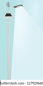 Solar panel and wind energy street light. vector illustration