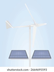 Sonnenkollektor und Windturbine. ökologisches Energiekonzept Vektorgrafik