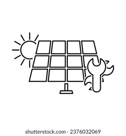 Solar panel and wind turbine repair icon vector 