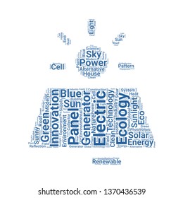 solar panel word cloud. tag cloud about solar panel