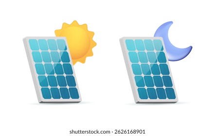 El panel solar trabaja durante el día, no por la noche, generando electricidad