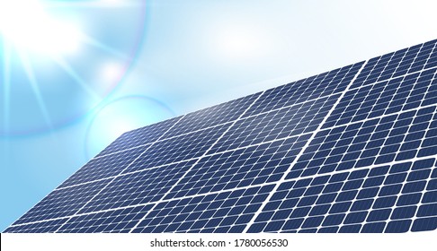 Solar panels or alternative sources of energy and environmental business concept. Ecological sustainable energy supply. blue sky with sun light, abstract background. vector illustration design