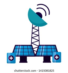 solar panels antenna battery charge energy power vector illustration
