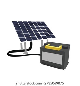 solar panels and batteries. Solar panel system icon