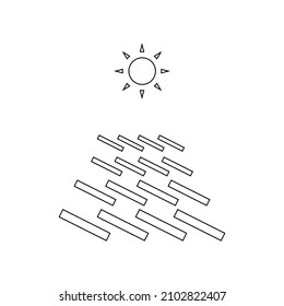 Solar panels black line icon. Alternative energy, solar power sign. Eco concept. Flat isolated outline symbol for: illustration, logo, mobile, app, banner, design, web, dev, ui, ux, gui. Vector EPS 10