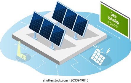 Solar panels for clean environmentally friendly alternative energy. Solar batteries for electricity producing. Renewable net energy. Power production using green technology, industrial development