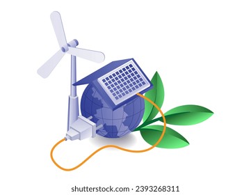 Solar panels electrical energy from nature infographic concept