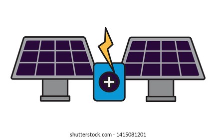 solar panels energy battery charge vector illustration