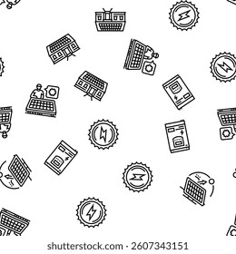 solar panels energy sun vector seamless pattern thin line illustration