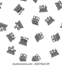 solar panels energy sun vector seamless pattern thin line illustration