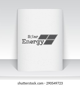 Solar panels for energy. Sustainable ecological solar energy generator powered by natural energy source. Old school of vintage label. Monochrome typographic labels, stickers, logos and badges.