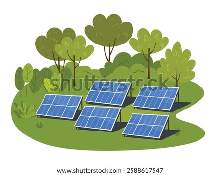 Solar panels, enewable sustainable photovoltaic solar park energy generation, eco friendly energy