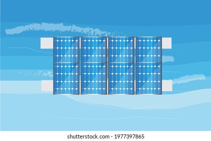 Solar panels float on water to generate electricity.