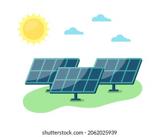 Solar panels. Green energy and ecology concept. Vector illustration