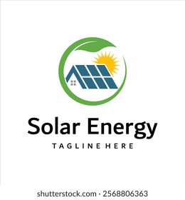 solar panels, green energy logo design template vector