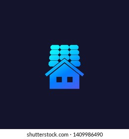 Solar panels for home icon, vector