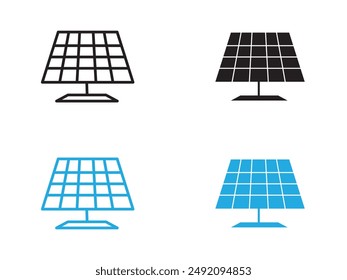 Solar panels icon black and white vector outline sign