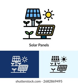 Solar Panels Icon Collection With Multi Styles
