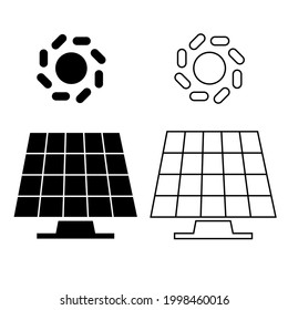 Solarpaneele-Symbol. Konzept der Sonnenenergie. Vektorgrafik