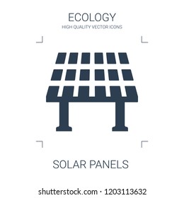 solar panels icon. high quality filled solar panels icon on white background. from ecology collection flat trendy vector solar panels symbol. use for web and mobile