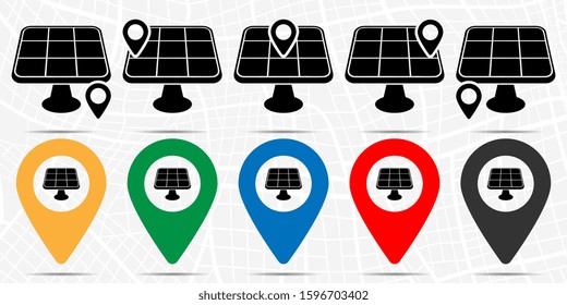 Solar panels icon in location set. Simple glyph, flat illustration element of energy theme icons