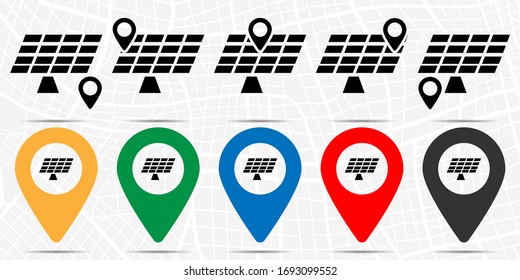 Solar panels icon in location set. Simple glyph, flat illustration element of web, minimalistic theme icons