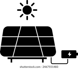 Solar panels icon. Sollar battery charging sign. Solar panel symbol. Renewable and alternative energy logo. Flat style.