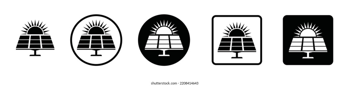 solar panels icon vector set. Solar electric or alternative energy symbol silhouette
