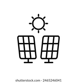 Solar panels icons set. solar energy flat simple for infographics design. Invertor, photovoltaic, energy outline vector, vector illustration.