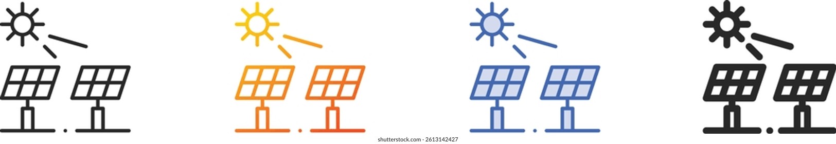 solar panels icon.Thin Linear, Gradient, Blue Stroke and bold Style Design Isolated On White Background