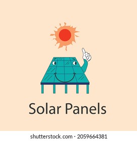 Solar Panels illustration. Green energy and ecology concept.