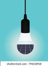 Solar panels inside led bulb. vector illustration