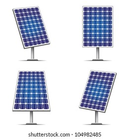 Solar panels isolated on white. Editable vector illustration.