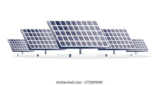 Paneles solares aislados en blanco. Ilustración vectorial. Cinco paneles.
