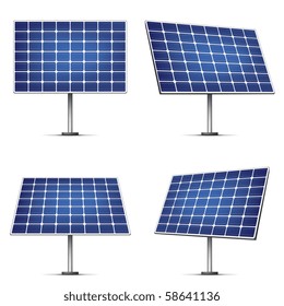 Solar Panels Isolated on White Background. Vector.