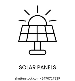 Solar panels line vector icon for packaging on cctv camera with editable stroke