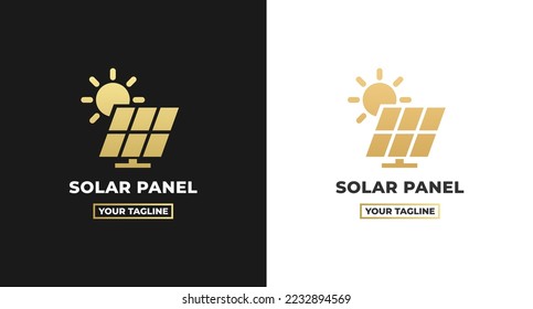 Solar Panels Logo Vector or Solar Panels Logo Isolated on White Background. Solar Panel logo for brand solar panel. Sun energy symbol simple design, For a sun energy business logo.