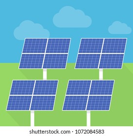 Solar panels on the field