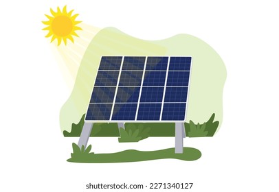 solar panels on a green field