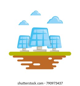 Solar panels on ground cartoon