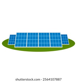 solar panels on ground flat vector illustration clipart