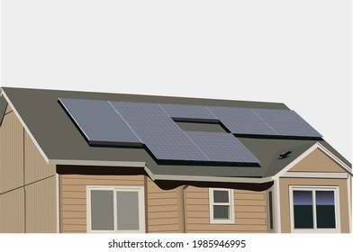 Solar Panels On The Roof Of A Home Covering 3 To 4 Of The Roof-b. Cheap Energy For Home