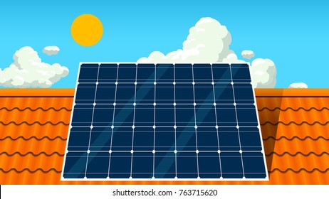 solar panels on the roof vector background