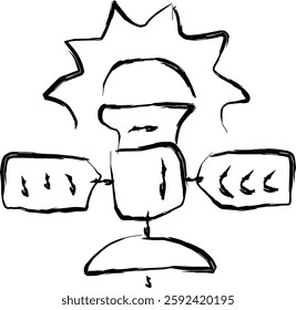 solar panels on spacecraft icon in Doodle style