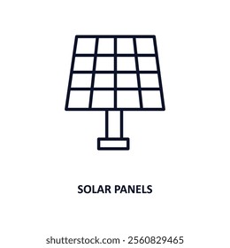 solar panels outline icon.  Thin line icon from ecology collection. Editable vector isolated on white background