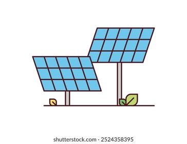 Painéis solares, central de energia de módulo fotovoltaico, energia alternativa, instalação de produção de energia verde, tecnologia de energia renovável, salvar o meio ambiente, consumo de eletricidade ilustração vetorial.