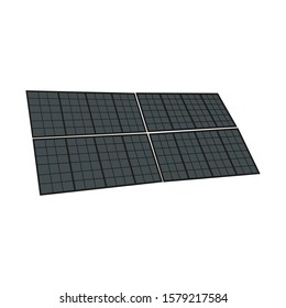 Solar panels or solar power. Alternative or renewable energy. Vector sign, icon or symbol isolated on a white background
