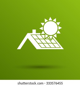 solar panels roof icon vector button logo symbol concept.