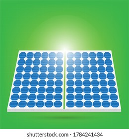 solar panels  shining to the at power station. Solar pawer station with flare